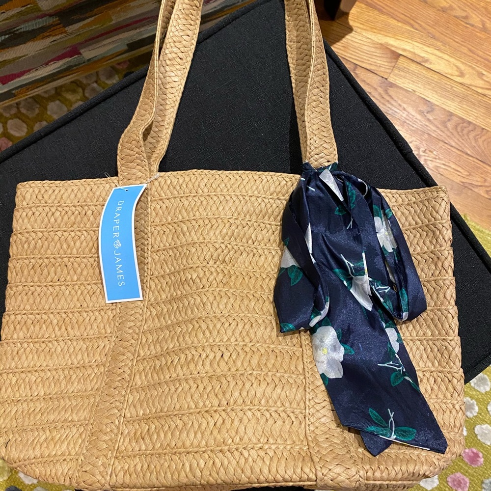 Draper James Straw Bag w/scarf- NWT